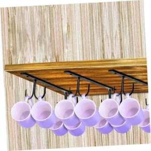 1 Set Cup Storage Rack Coffee Cup Display Rack Shelves for Kitchen Cabinets Dish Organizer Rack for Cabinet Under Cabinet Cup Hanger Spatula Hooks Simple Iron Cup Holder