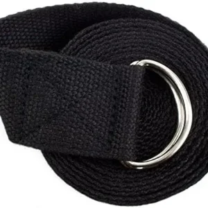 10-Foot Extra-Long Cotton Yoga Strap with Metal D-Ring by Crown Sporting Goods (Black)