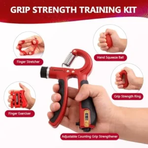 11PCS Hand Grip and Forearm Strengthener kit, Adjustable Hand Exerciser, Finger Strengthener, Finger exerciser, Stress Relief Ball, Grip Ring, Finger Stretcher for Muscle Building, Recover Hand Injury