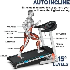 15 Incline Treadmills 350lb Weight Capacity 3.5 HP, Foldable Smart Treadmill Work with ZWIFT KINOMAP WELLFIT, 95% Assembled|Heart Rate Monitor|Music Player|Online Coaching, Upgraded Treadmill for Home