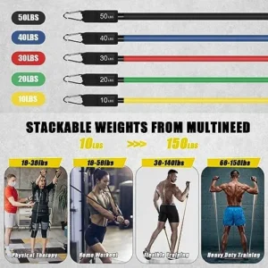 23 Pack Resistance Bands Set Workout Bands, 5 Stackable Exercise Bands 5 Loop Resistance Bands 2 Core Sliders, Door Anchor Handles Ankle Straps Carry Bag Instant Cooling Towel Wrist Wraps