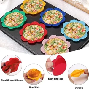 24 Pcs Silicone Muffin Liners with Tabs, Reusable Cupcake Liners for Steel Muffin Pan, Non-Stick Baking Cups for Bakeware Baking Pan & Cupcake Pan