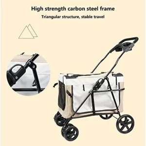 3 in 1 Pet Stroller Folding Strolling Cart for Small Dog and Cat 4 Wheels Travel Dog Stroller with Removable Carrier Cats 22 LBS Capacity