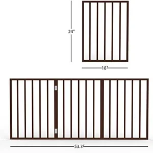 PETMAKER Foldable, Free-Standing Wooden Pet Gate- Light Weight, Indoor Barrier for Small Dogs/Cats, Dark Brown, Step Over Doorway Fence, Rich Espresso, 54″ X 24″ (80-62875)