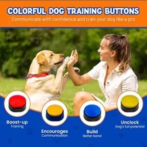 4 Color Voice Recording Button, Puppy Supplies Dog Training & Behavior aids Stuff Whistle Buttons for Communication Treat Pouches pet clicker Dogs Tools clickers Talking Button Set recordable