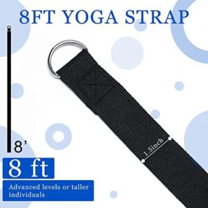 6 Pcs Yoga Strap for Stretching 8 Ft Yoga Exercise Adjustable Straps Yoga Bands with Safe Adjustable D Ring Buckle for Pilates Gym Workouts Yoga Fitness Improves Sitting Posture