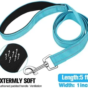 6 Pieces Double Sided Reflective Dog Leash, Nylon Dogs Leashes for Medium and Large Dogs Heavy Duty Padded Handle Dog Leash for Walking, Training, 5 Feet (Classic)