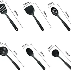 6pcs/set Black Kitchen Utensils Set Non-stick Kitchenware Cooking Tools Spoon Soup Ladle Spatula Shovel Tools Gadget Accessories