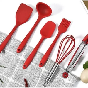 6pcs/set Silicone Cooking Utensils Kitchen Cookware Utensil Set Non-stick Spatula Kitchen Tools 5 Colors Silicone Cook Gadgets (Color : D) (A)