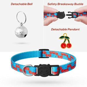 7 Pack Breakaway Cat Collars with Bells & Fruit Pendants,Safety Kitten Collar,Adjustable,Ideal for Girl Cats Boy Male Cats Pet Supplies,Accessories,Gifts