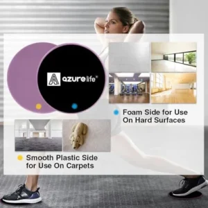 A AZURELIFE Exercise Core Sliders, Dual Sided Exercise Gliding Discs Use on Carpet or Hardwood Floors, Light and Portable, Perfect for Abdominal&Core Workouts