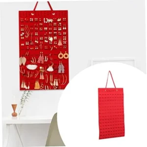 ABOOFAN Felt Jewelry Hanging Bag Hanging Jewelry Holder Bangle Organizer Wall Mount Jewelry Organizer Earring Displau Stand Bracelet Holder Home Decor Household Wall Bag Red