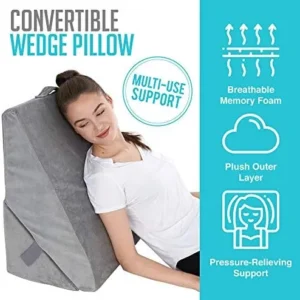 Adjustable Bed Wedge Pillow for Sleeping – 7 in 1 Incline Folding Memory Foam Cushion – Body Positioner System for Legs or Back | Support Pillow Helps Acid Reflux, Anti Snoring, Heartburn, GERD