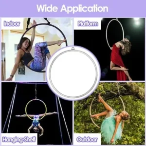 Aerial Lyra Hoop Rigging Set, 2.6ft/2.8ft/3ft/3.1ft/3.3ft Lyra Hoop for Adults Beginners Dancers Men Women, Single Point Yoga Ring Tube Dia 25mm, Loads 660LBS