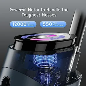 AIRTHEREAL Cordless Wet Dry Vacuum Cleaner, Close-to-Floor Brush and Powerful 12Kpa Suction, 𝗔𝘂𝘁𝗼-𝗗𝗿𝘆 Self-Cleaning, Smart Digital Display and Voice Assistant, for Hard Floors, VacTide V2