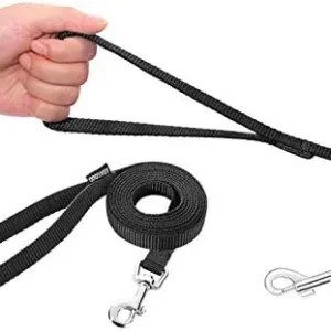 AMAGOOD 6 FT Puppy/Dog Leash, Strong and Durable Traditional Style Leash with Easy to Use Collar Hook,Dog Lead Great for Small and Medium and Large Dog(Black,5/8″ x 6 Feet)