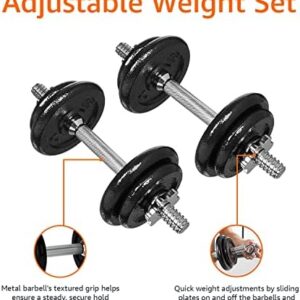 Amazon Basics Adjustable Barbell Lifting Dumbbells Weight Set with Case, 17.2 kg, Black