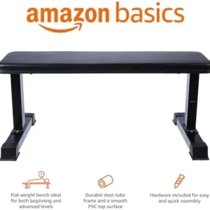 Amazon Basics Flat Weight Workout Exercise Bench, Black