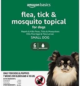 Amazon Basics Flea, Tick & Mosquito Topical Treatment for Small Dogs (4-10 pounds), 6 Count (Previously Solimo)