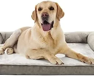 Amazon Basics Orthopedic Foam Living Room Couch Dog Pet Bed with Removable Cover, 30 x 20 x 6.25 inches, Brown