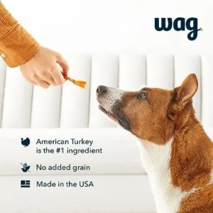 Amazon Brand – Wag Soft & Tender American Jerky Dog Treats – Turkey & Sweet Potato, 16 Ounce (Pack of 1)