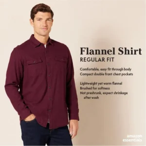 Amazon Essentials Men’s Regular-Fit Long-Sleeve Two-Pocket Flannel Shirt