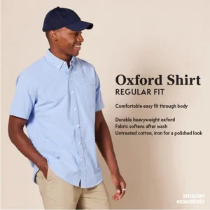 Amazon Essentials Men’s Regular-Fit Short-Sleeve Pocket Oxford Shirt