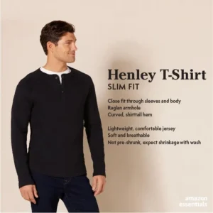 Amazon Essentials Men’s Slim-Fit Long-Sleeve Henley Shirt