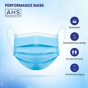 American Hospital Supply (AHS) Earloop Masks Disposable | Adult Face Covering | 3 Ply Disposable Face Mask (Box of 50)