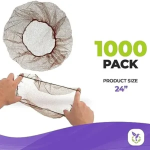 AMZ Medical Supply Disposable Hair Net 24 Inch. Pack of 1000 Brown Nylon Bouffant Hair Nets Food Service. Soft Durable Disposable Hair Cap with Elastic Edge. Odorless and Well-Ventilated Bouffant Caps