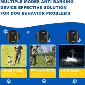 Anti Barking Control Device, Ultrasonic Anti Barking Device Dog Bark Deterrent with 3 Modes and LED Light, Dual Sensor Dog Barking Control Devices Dog Training Tools, Safe for Human & Dogs, up to 33FT