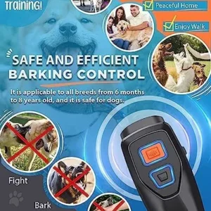 Anti Barking Device, Dog Bark Deterrent Devices with Dual Sensor Safe for Human & Dogs, Best Behavior Aid with 3 Modes, Stops Bad Behavior: Fighting, Barking, Biting, No Need to Yell or Collar