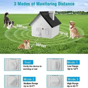 Anti Barking Device, Dog Barking Control Devices, Dog Training & Behavior Aids with Adjustable Ultrasonic 4 Level, 50 Ft Pet Behavior Training Tool, ipx45 Weatherproof Frequency Ultrasonic Bark Box