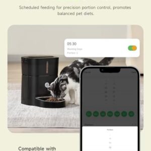 APETDOLA Automatic Cat Feeder, 5G WiFi Cat Food Dispenser with APP Control, 3L/12 Cup Timed Cat Dry Food Dispenser, Auto Pet Feeder Programmable for Cats & Dogs, 10s Voice Recorder, Dual Power Supply