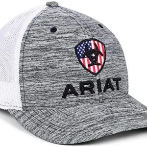 ARIAT RWB Shield Logo Flexfit110 Snapback Cap Heather Grey/White One Size