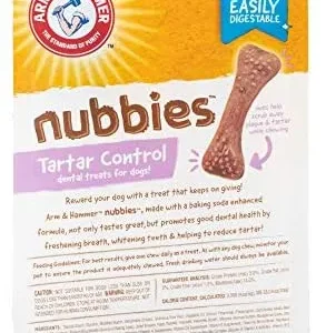 Arm & Hammer For Pets Nubbies Dental Treats for Dogs | Dental Chews Fight Bad Breath, Plaque & Tartar without Brushing | Baking Soda Enhanced Chicken Flavor Dog Treats, 20 Pcs (Packaging may vary)