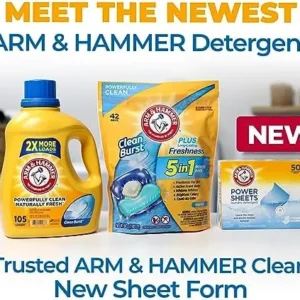 Arm & Hammer Power Sheets Laundry Detergent, Fresh Linen 50ct, up to 100 Small Loads (Packaging may vary)