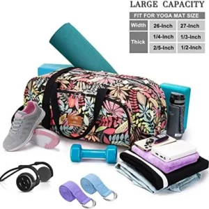 AROME Yoga Mat Bag for Women Men, Large Canvas Yoga Bag for 1/4″ 1/3″ 2/5″ 1/2″ Extra Thick Exercise Yoga Mat Gym Tote Sports Duffle Bag Carrying Bags with Wet Pocket & Shoulder Strap & Mat Strap