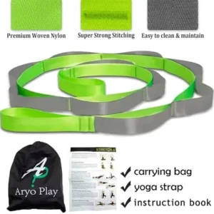 Aryo Play Fit Stretching Strap with Loops – Non-Elastic Resistance Band Physical Therapy Yoga Strap – Stretching Exercise Band for Flexibility, Hamstring, Leg, Foot, Arm, Shoulder, Back – Improve