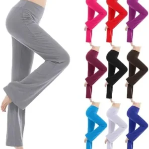 asntrgd Black Flare Pants Women’s Compression Workout Pants Straight Leg Yoga Leggings Bootcut Sport Sweatpants with Pockets