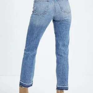 Astylish Womens High Waisted Straight Leg Ankle Jeans Casual Stretch Denim Pants