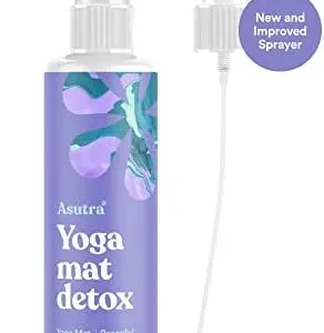 ASUTRA Natural & Organic Yoga Mat Cleaner (Peaceful Lavender Aroma), 4 fl oz | Safe for All Mats & No Slippery Residue | Cleans, Restores, Refreshes | Comes w/ Microfiber Cleaning Towel