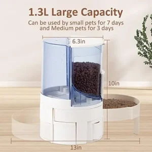 Automatic Cat Dog Feeder and Cat Water Dispenser in Set – Rotating Storage Gravity Pet Water Dispenser for Small Medium Pets Dog Puppy Kitten