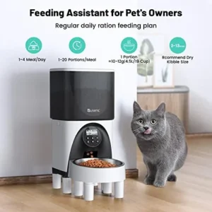 Automatic Cat Feeders, 4.5L /19 Cup Elevated Cat Food Dispenser with Stainless Steel Bowl, Timed Cat Feeder Up to 20 Portions 4 Meals Per Day & 10s Voice Recorder