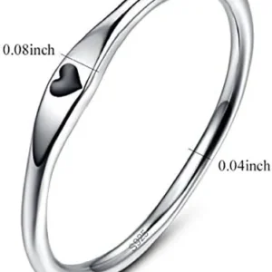 AVECON 925 Sterling Silver Simple Carve Heart Wedding Band Stackable Promise Ring for Her Size 5-10