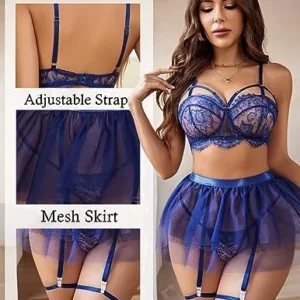 Avidlove Lace Garter Lingerie for Women Mesh Mini Skirt Nightwear Babydoll Bodysuit