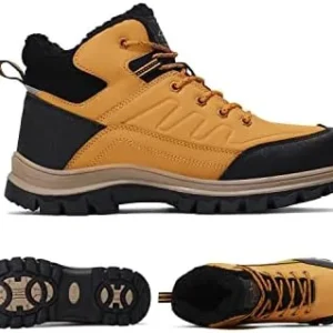 AX BOXING Mens Snow Boots Winter Boots Fur Lined Anti-Slip Warm Hiking Boots Outdoor Shoes