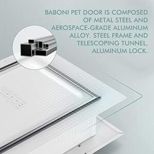 Baboni Pet Door for Wall, Steel Frame and Telescoping Tunnel, Aluminum Lock, Double Flap Dog Door and Cat Door, Strong and Durable (Pets Up to 12 Lb) -Small