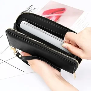 Badiya Wallet for Women Leather Credit Card Holder RFID Blocking Zip Around Phone Clutch Purse