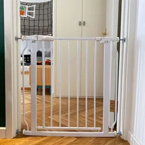 BalanceFrom Easy Walk-Thru Safety Gate for Doorways and Stairways with Auto-Close/Hold-Open Features, 30-Inch Tall, Fits 29.1 – 33.8 Inch Openings, White